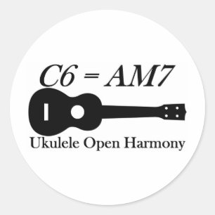 Ukulele Open Chords Classic Round Sticker