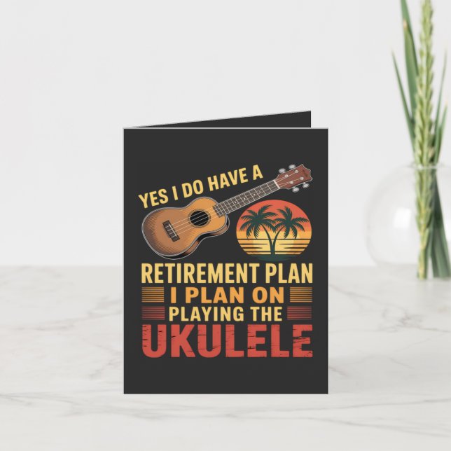 Ukulele Retirement Plan Funny Holiday Card (Front)