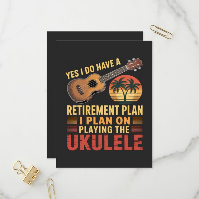 Ukulele Retirement Plan Funny Invitation Postcard (Front/Back In Situ)