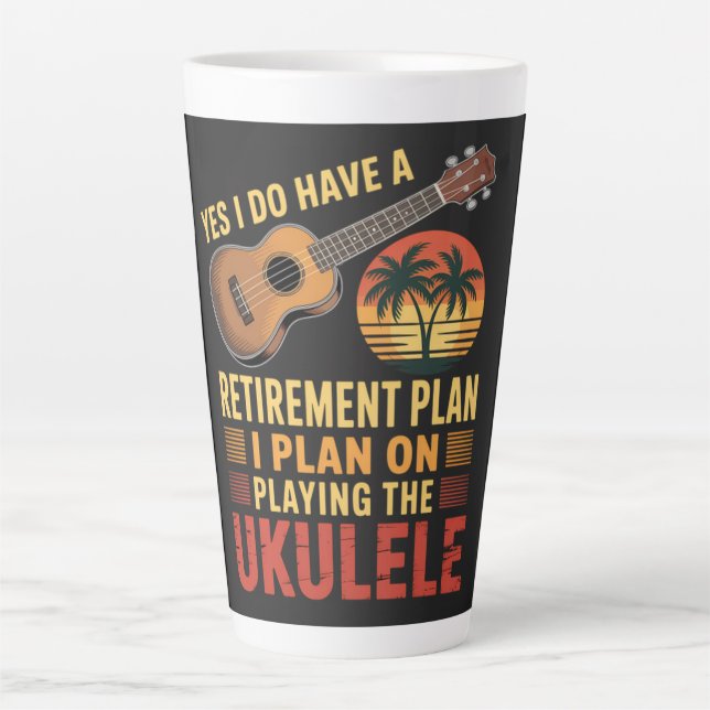 Ukulele Retirement Plan Funny Latte Mug (Front)