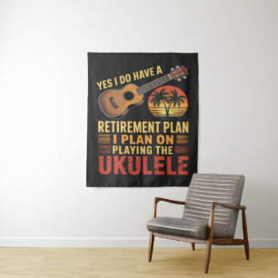 Ukulele Retirement Plan Funny Tapestry