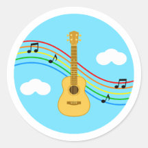Ukulele Sticker Sky Rainbow Music Kids