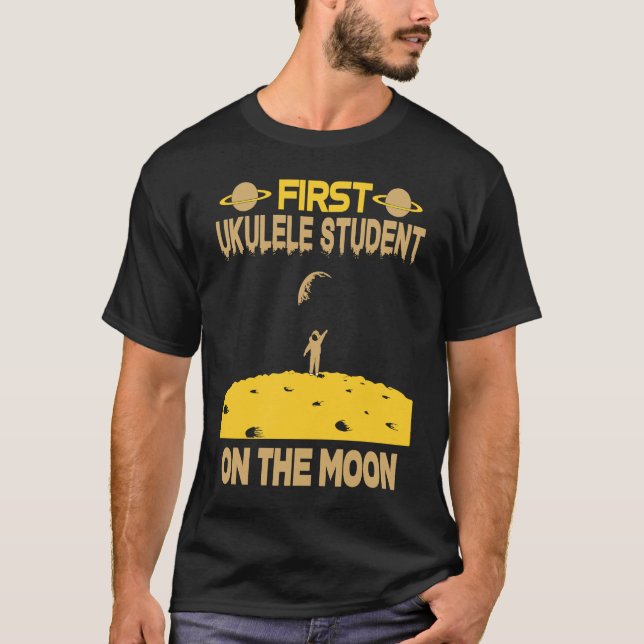 Ukulele Student On The Moon T-Shirt (Front)