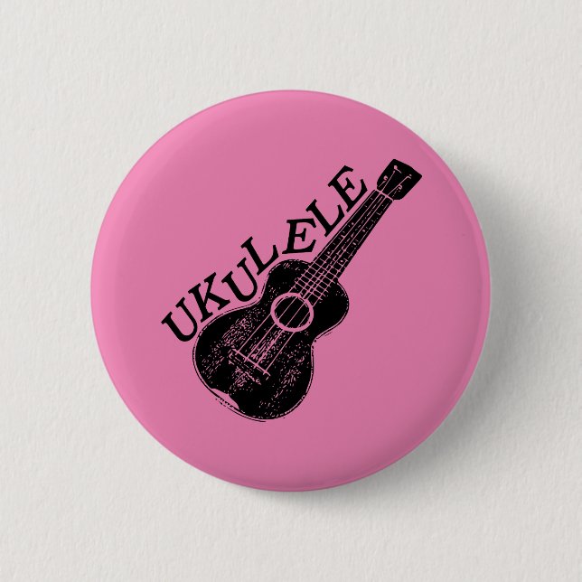 Ukulele Text And Image 6 Cm Round Badge (Front)