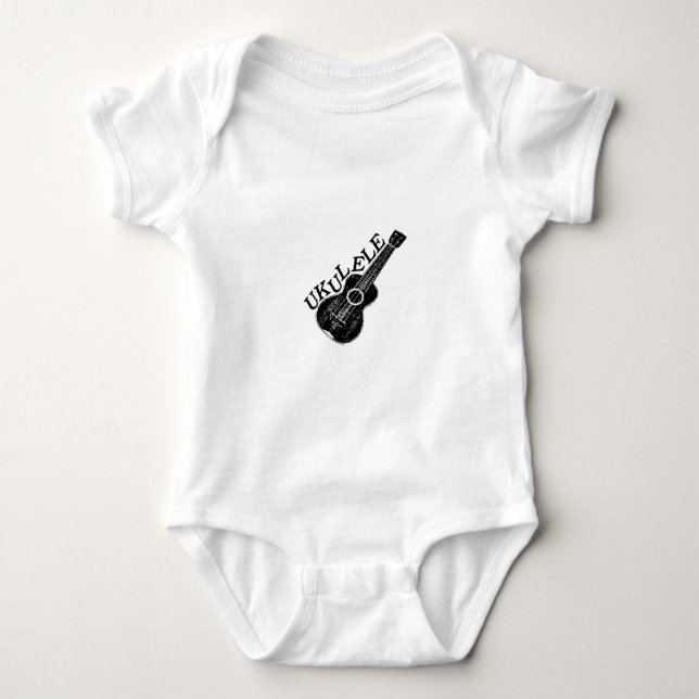 Ukulele Text And Image Baby Bodysuit (Front)