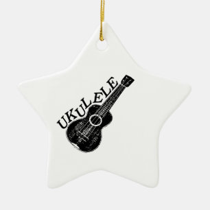 Ukulele Text And Image Ceramic Tree Decoration