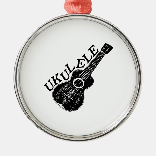 Ukulele Text And Image Metal Tree Decoration (Front)