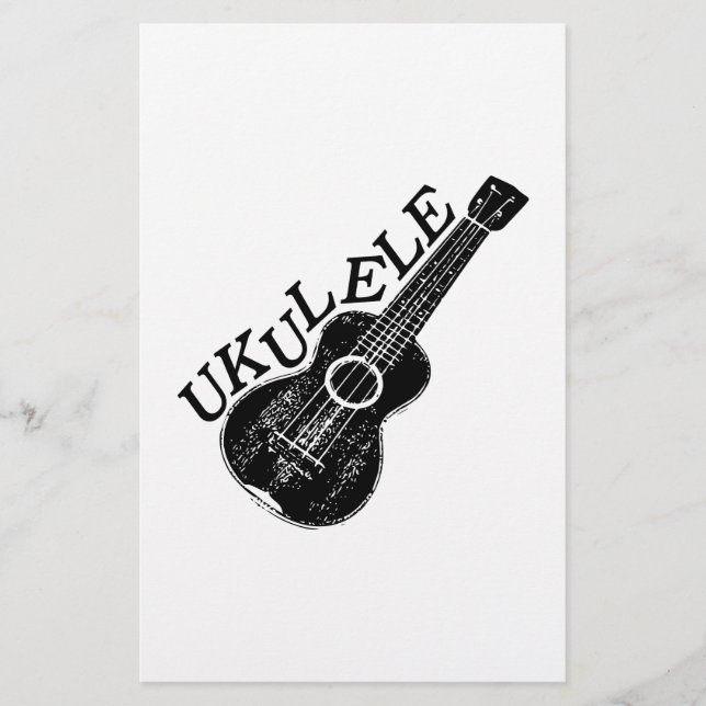 Ukulele Text And Image Stationery (Front)