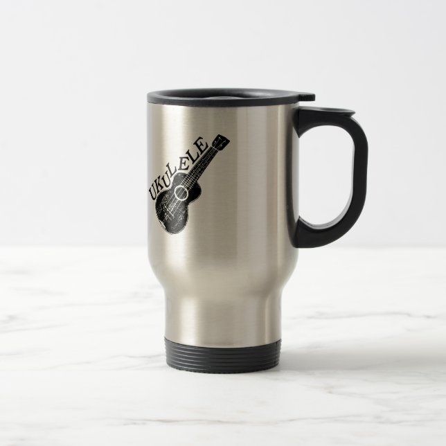 Ukulele Text And Image Travel Mug (Right)
