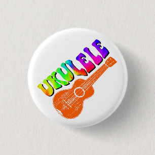 Ukulele Tie Dye Groovy Text Art 3 Cm Round Badge