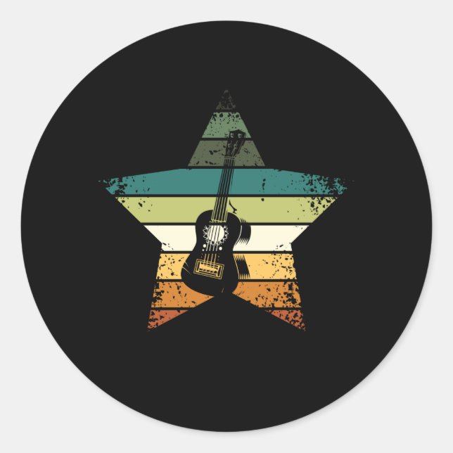 Ukulele Vintage Classic Round Sticker (Front)