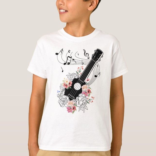 Ukulele With Flowers Gift T-Shirt (Front)