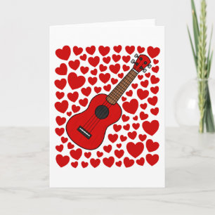 Ukulele With Hearts Valentines Anniversary Card