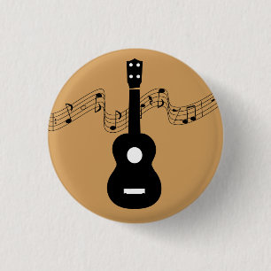 Ukulele with Music Notes 3 Cm Round Badge