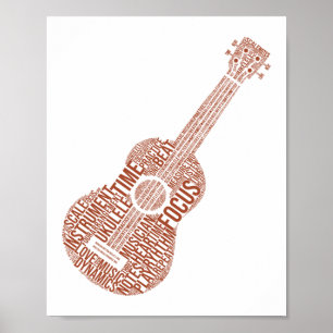 Ukulele Word Cloud Ukulele Player Hawaiian Poster