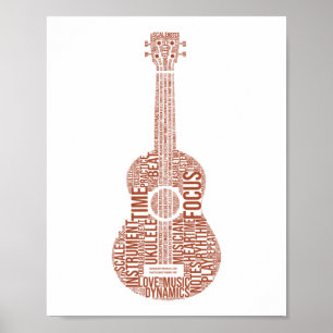 Ukulele Word Cloud Ukulele Player Hawaiian Poster