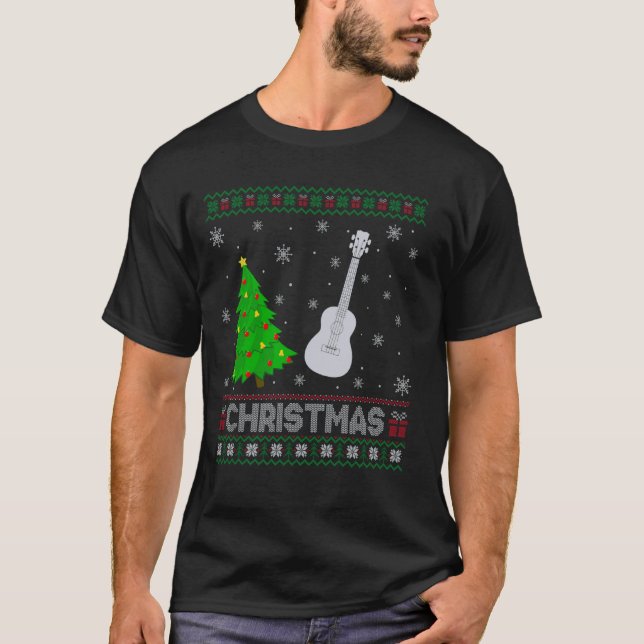 Ukulele Xmas Tree Lighting Ugly Christmas Sweater (Front)