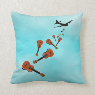 Ukuleles dropping from and aeroplane cushion