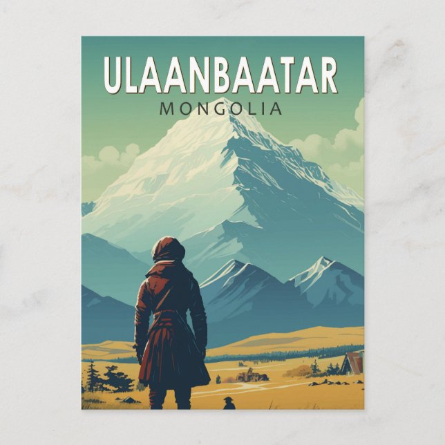Ulaanbaatar Mongolia Travel Art Vintage Postcard (Front)