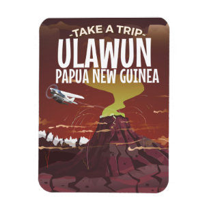 Ulawun Papua New Guinea vintage cartoon poster Magnet