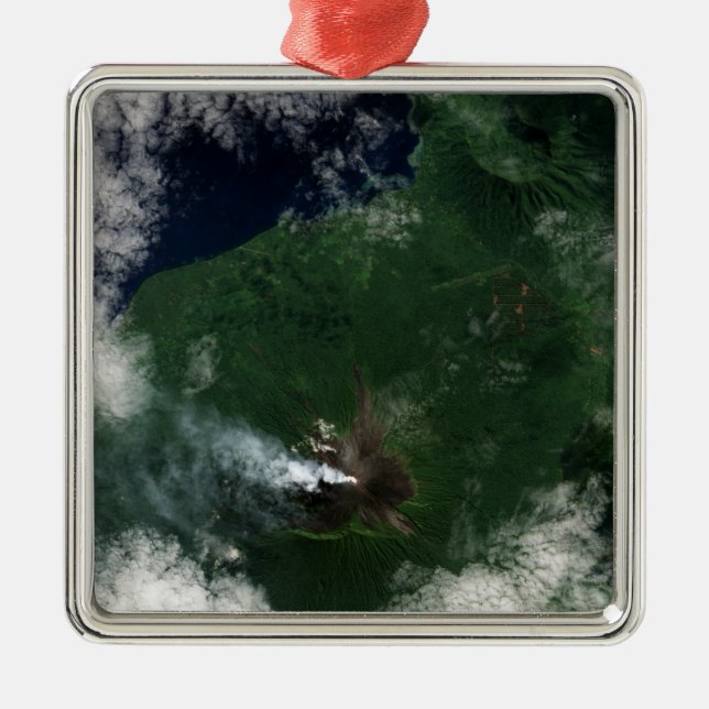 Ulawun Volcano of New Britain Summit Metal Tree Decoration (Front)