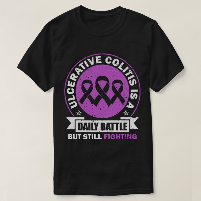 Ulcerative Colitis Is A Daily Battle Awareness Pur T-Shirt (Design Front)