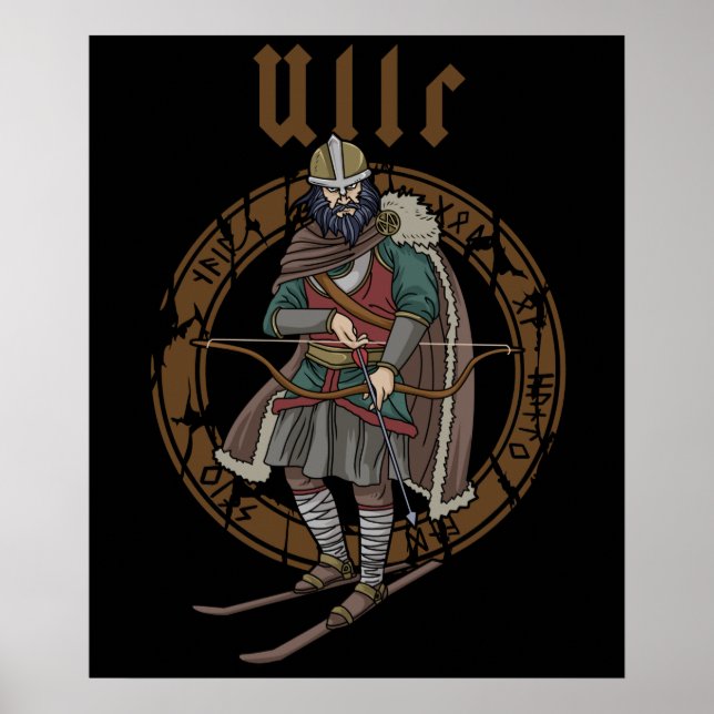 Ullr Ski Winter Sports Gifts Skiing Viking Poster (Front)