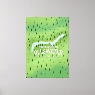 Ullswater lake district travel map poster. canvas print