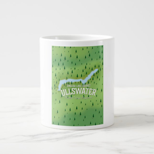 Ullswater lake district travel map poster. large coffee mug (Front)