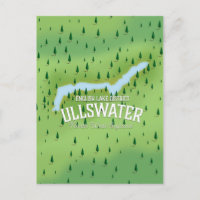 Ullswater lake district travel map poster.