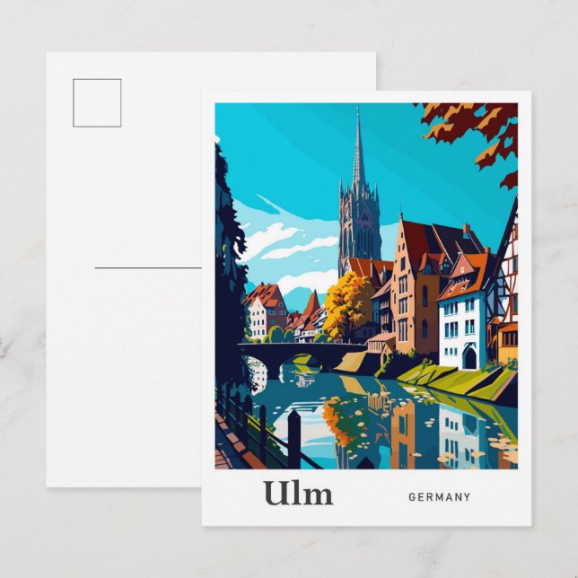 Ulm Germany Travel Vintage Illustration Postcard (Front/Back)