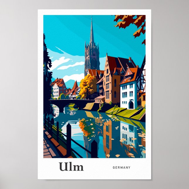 Ulm Germany Travel Vintage Illustration Poster (Front)