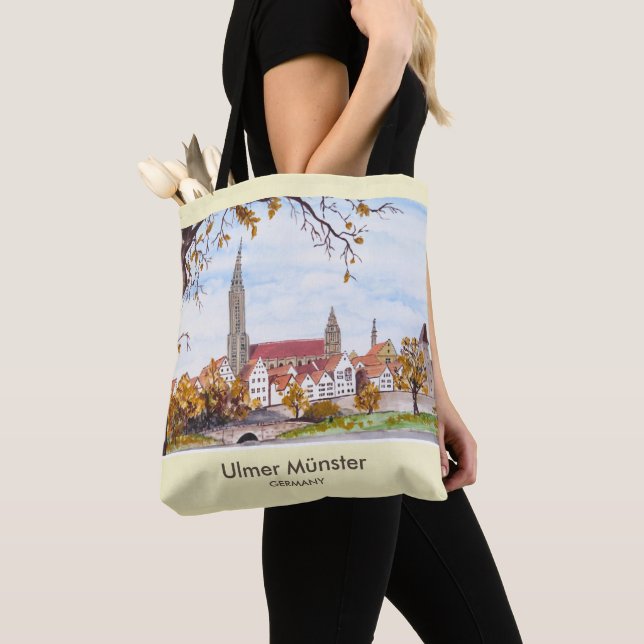 Ulm Minster Germany Painting by Farida Greenfield Tote Bag (Close Up)