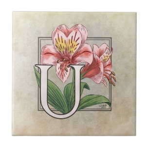 Ulster Mary Flower Floral Monogram Art Tile