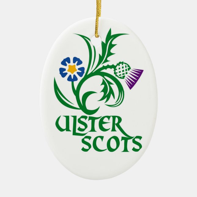 Ulster Scots (Scots-Irish) design. Ceramic Tree Decoration (Front)