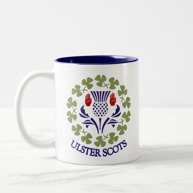 Ulster-Scots thistle & shamrock mug (Left)