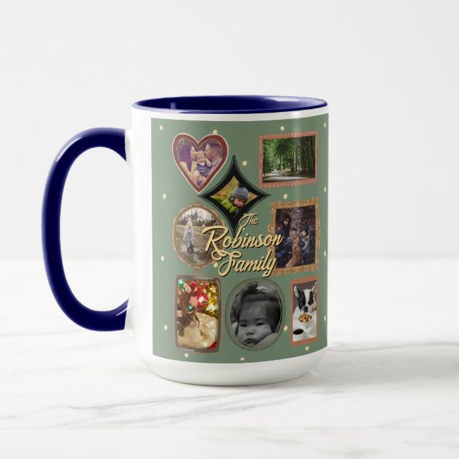 Ultimate 12 Photo Family Retro Frame Collage Mug (Left)