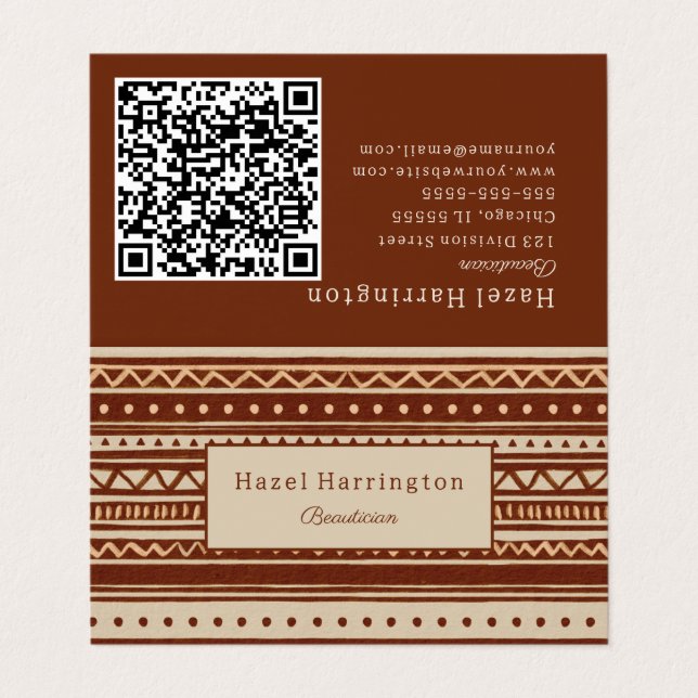 Ultimate Boho Folded Business Card QR Code  (Outside Unfolded)