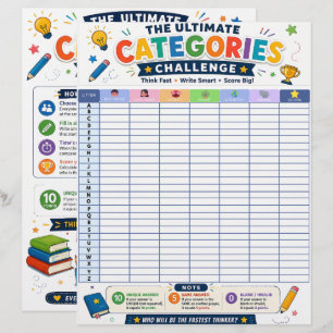 Ultimate Categories Challenge Printable Game Custom Letterhead