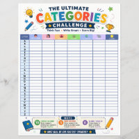 Ultimate Categories Challenge Printable Game