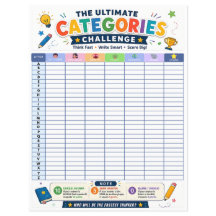 Ultimate Categories Challenge Printable Game