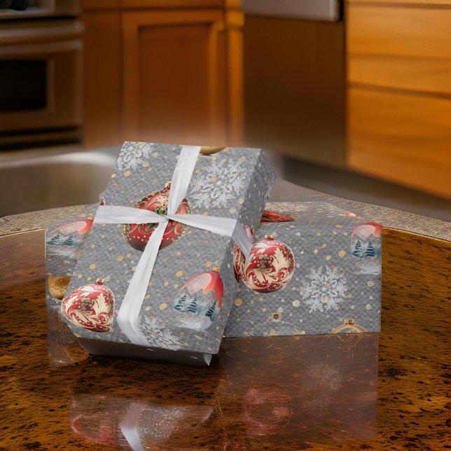 Ultimate Christmas Tree Bulbs Steel Grey Wrapping Paper (Creator Uploaded)