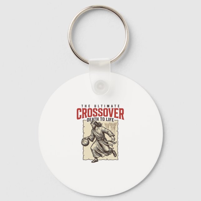 Ultimate Crossover Christian Basketball Vintage Key Ring (Front)