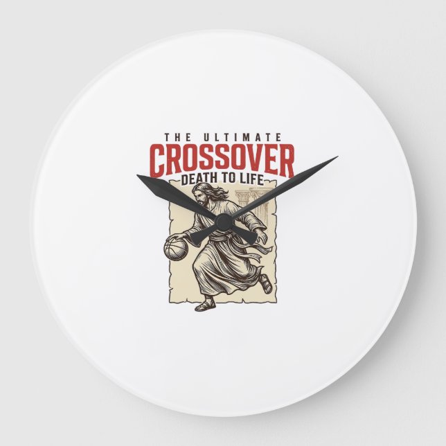 Ultimate Crossover Christian Basketball Vintage Large Clock (Front)