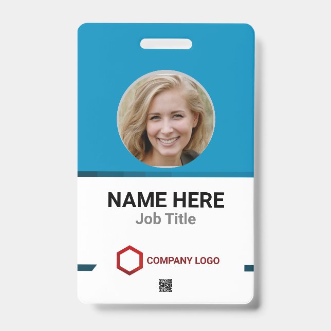 Ultimate Customisation: Employee Photo Logo Barcod ID Badge (Front)