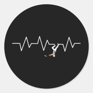 Ultimate Frisbee Heartbeat Funny Disc Golf Player  Classic Round Sticker