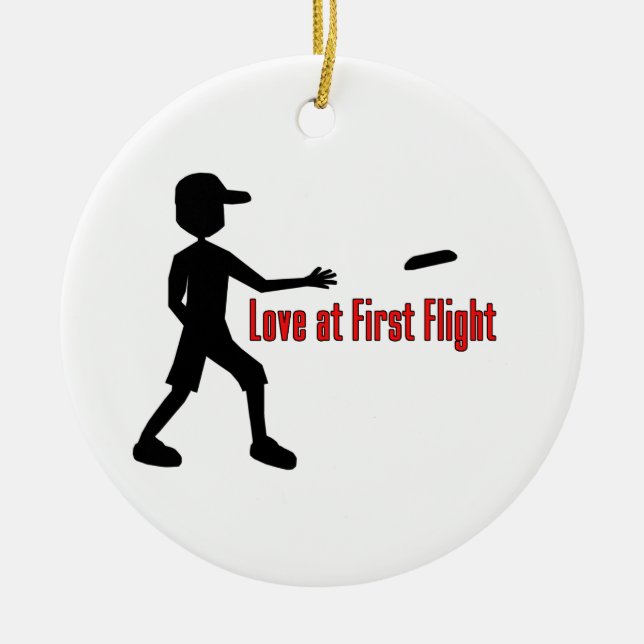 Ultimate Frisbee Love at First Flight Ceramic Tree Decoration (Front)