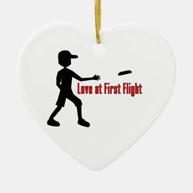 Ultimate Frisbee Love at First Flight Ceramic Tree Decoration (Front)