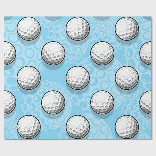 Ultimate Golf Party Blue Wrapping Paper (Flat)