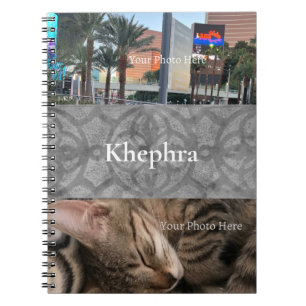 Ultimate Grey Batik Name and Photo Collage Notebook